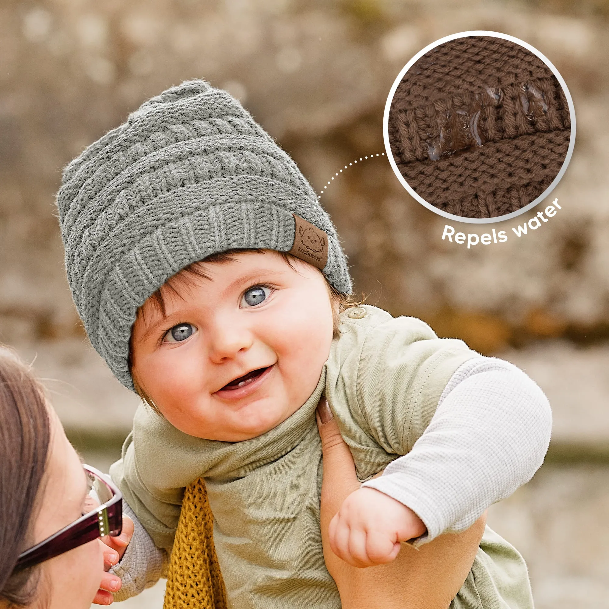 3-Pack Warmzy Baby Beanies (Latte, M)