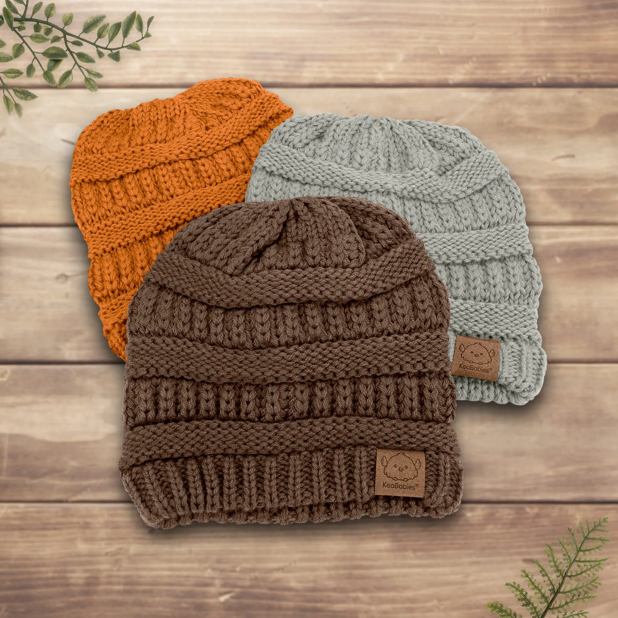 3-Pack Warmzy Baby Beanies (Latte, M)