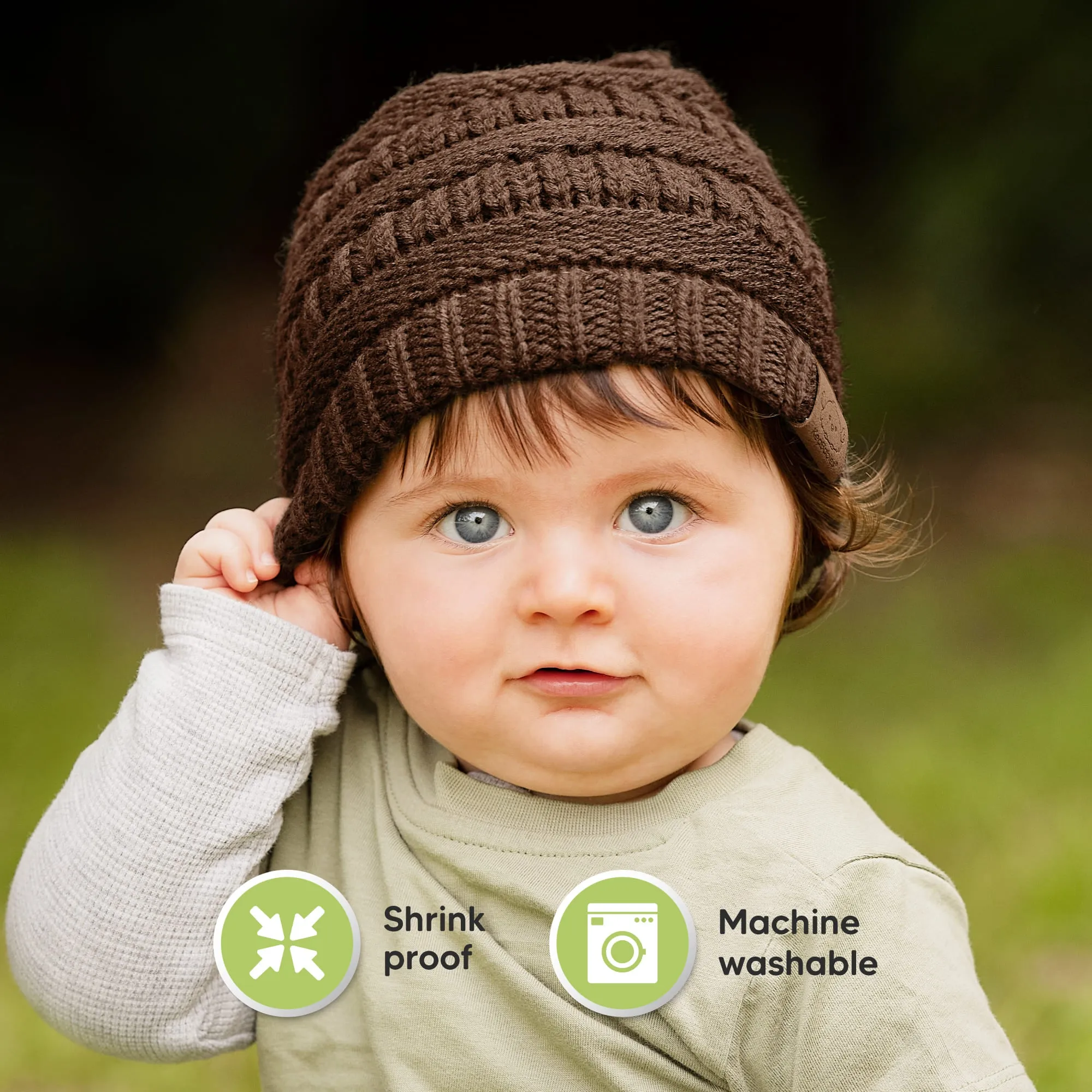 3-Pack Warmzy Baby Beanies (Latte, M)