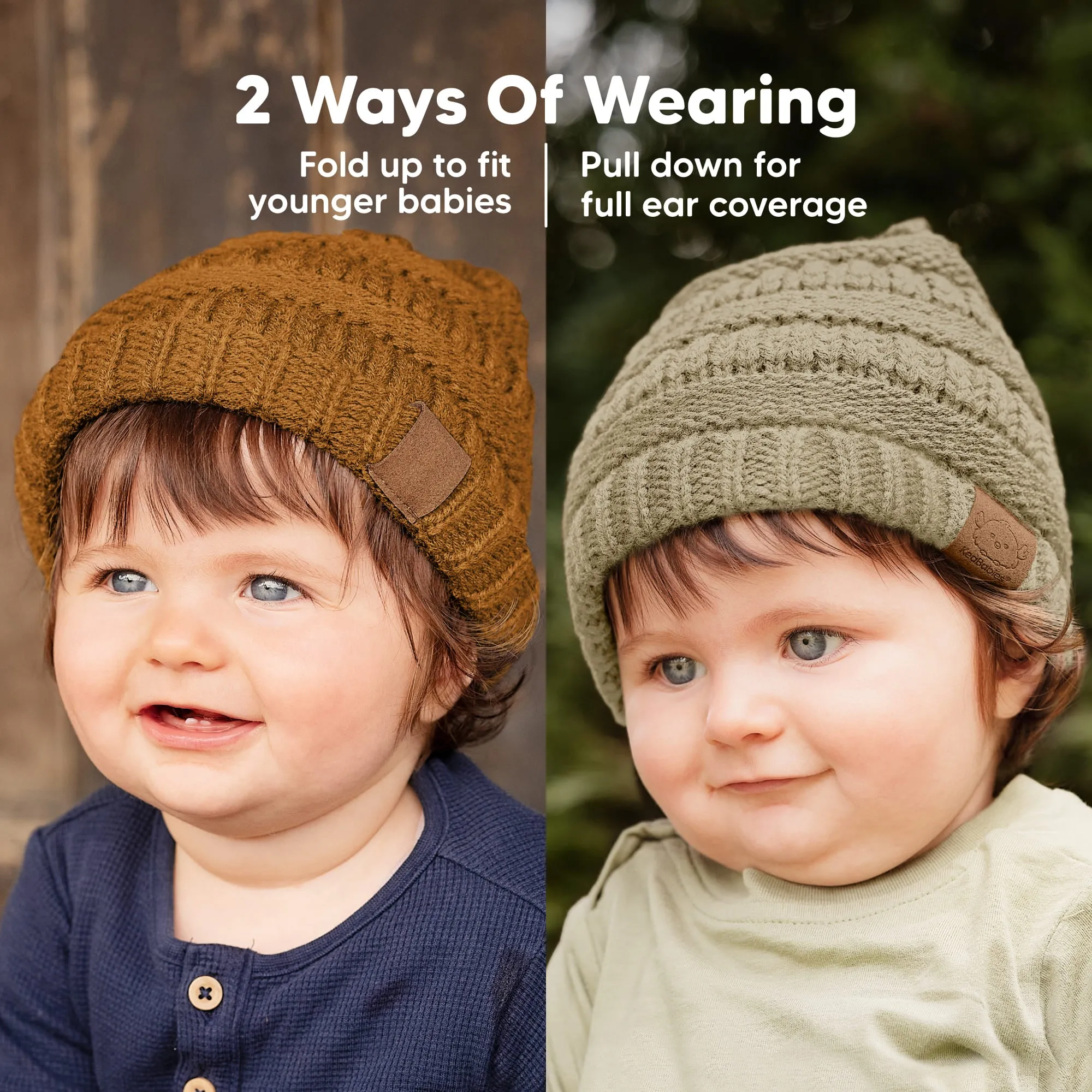 3-Pack Warmzy Baby Beanies (Latte, M)