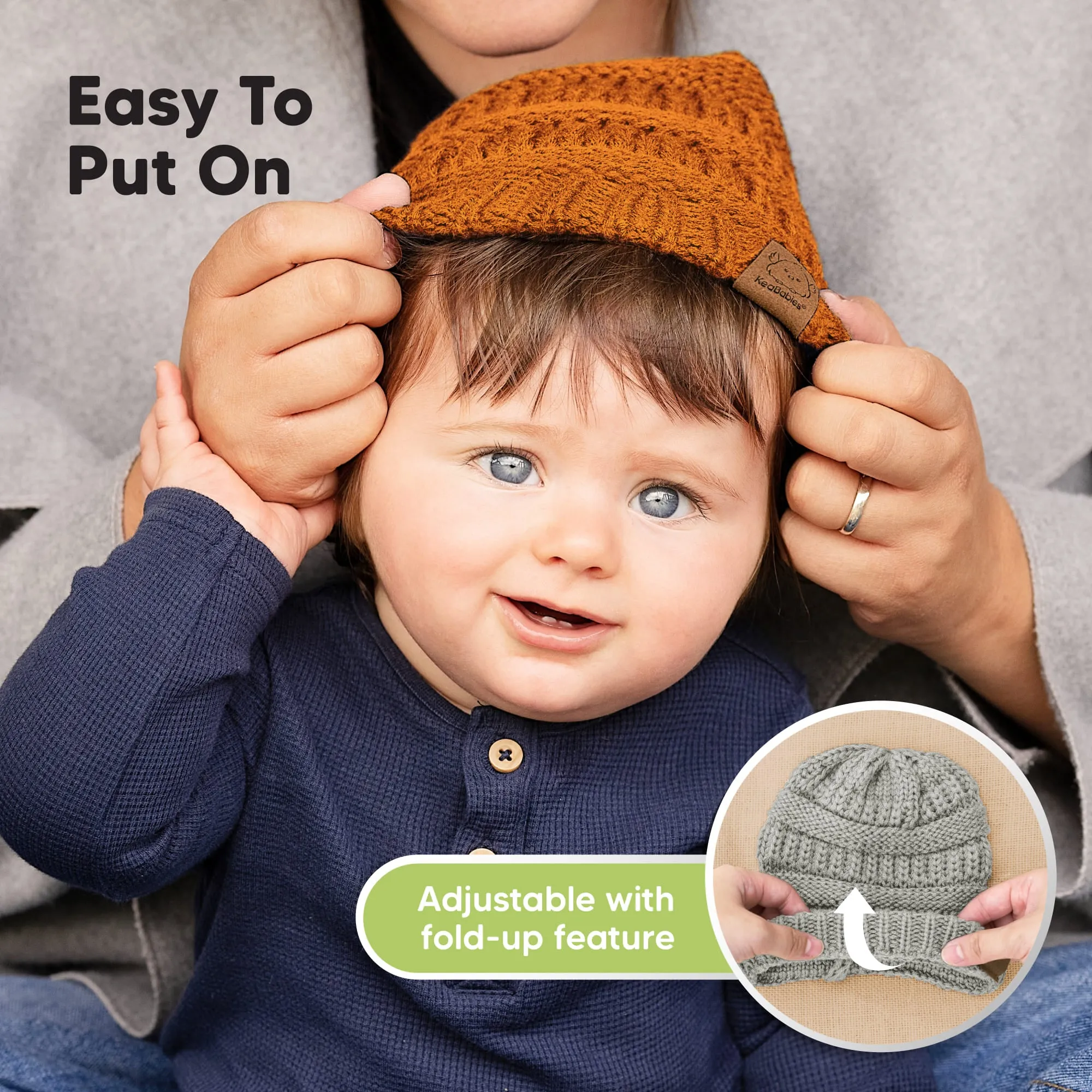 3-Pack Warmzy Baby Beanies (Latte, M)