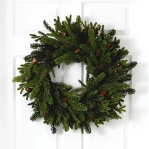 30” Pine & Pinecone Wreath