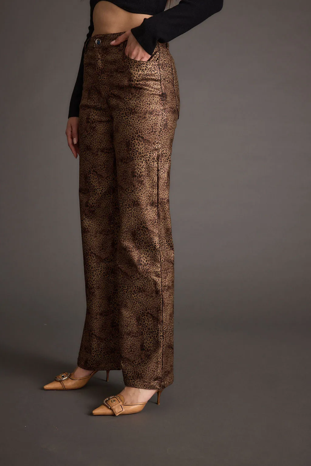 After Hours Coated Leopard Pants