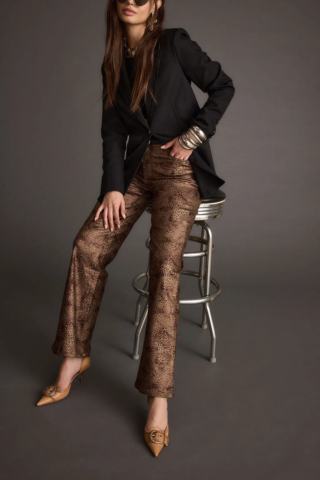 After Hours Coated Leopard Pants