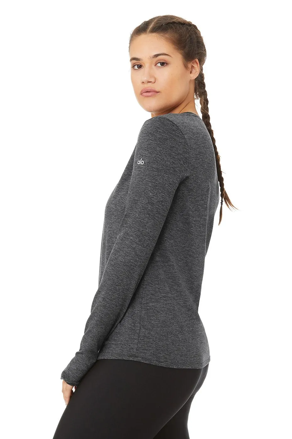 Alosoft Finesse Long Sleeve Top - Dark Heather Grey