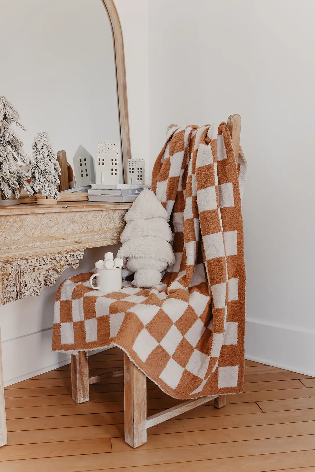 Brown Checkered Throw Blanket - DOORBUSTER