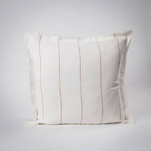 Carter Linen Cushion - Off White w' Nutmeg Fine Stripe