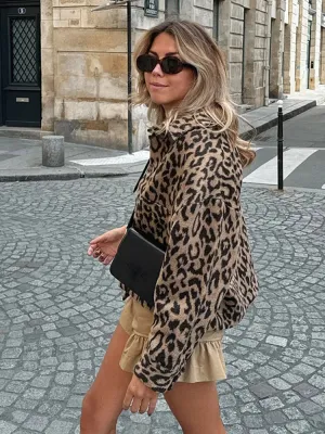 Chic Vintage Stylish Casual Elegant Loose Leopard Print Jacket