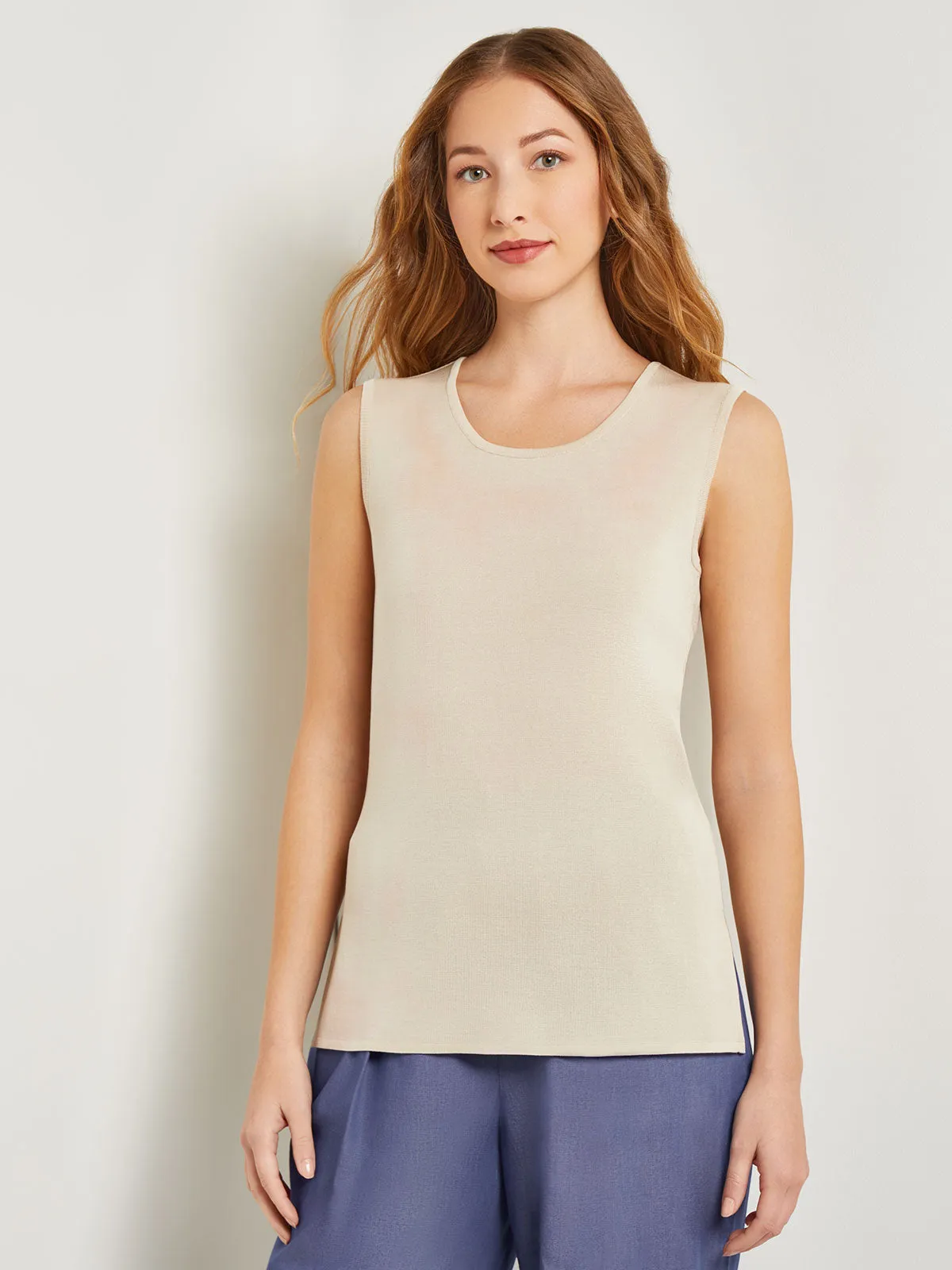 Classic Knit Tank Top, Biscotti