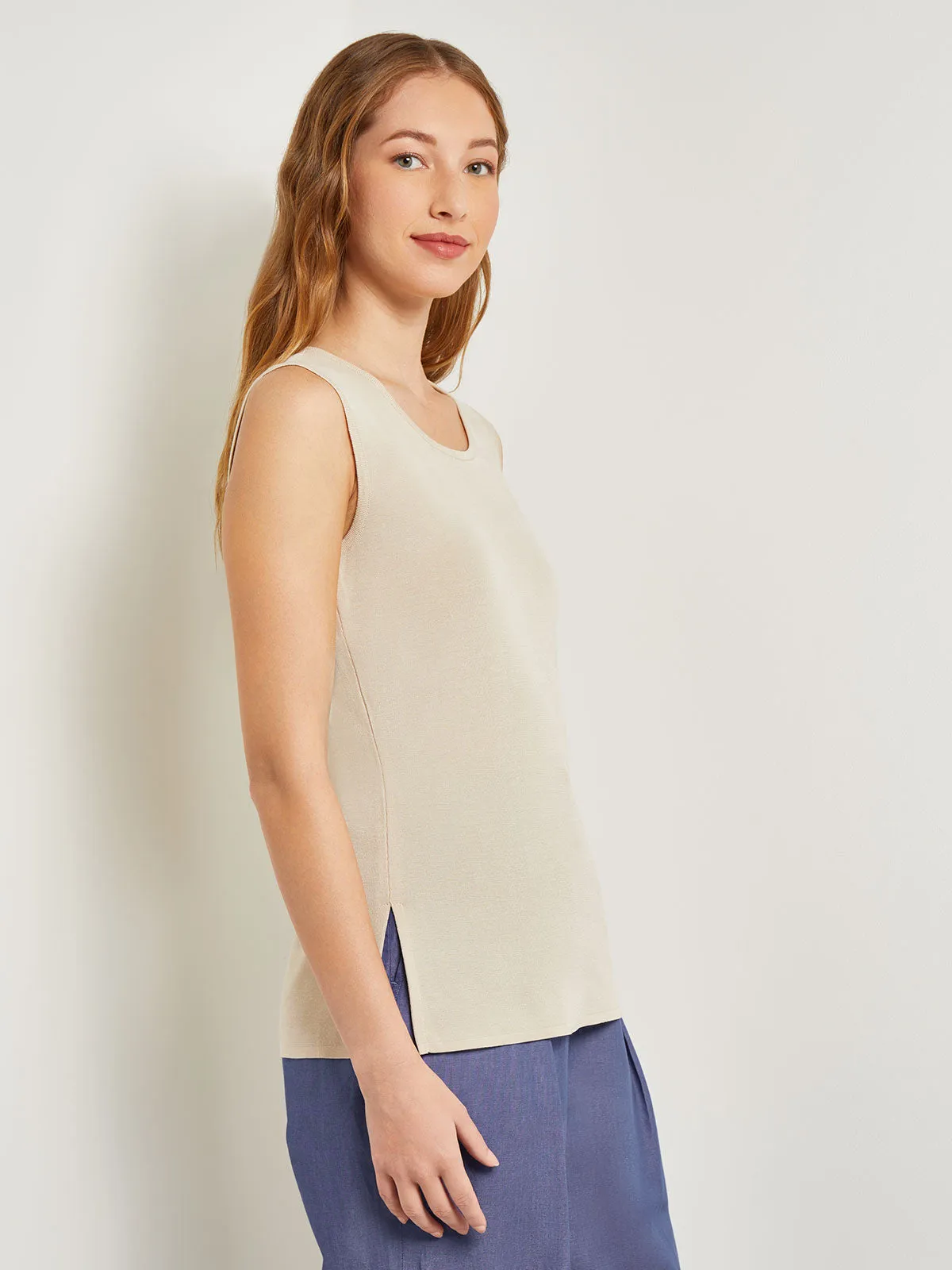 Classic Knit Tank Top, Biscotti