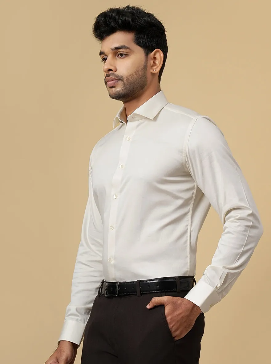 Cream Solid Slim Fit Party Wear Shirt | Wyre