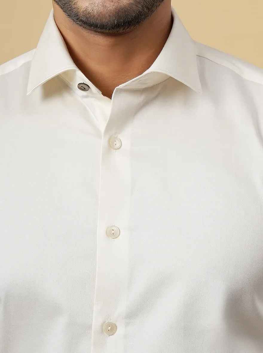 Cream Solid Slim Fit Party Wear Shirt | Wyre