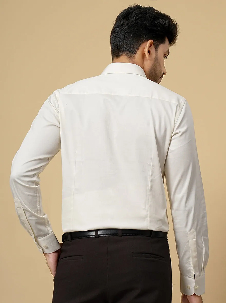 Cream Solid Slim Fit Party Wear Shirt | Wyre