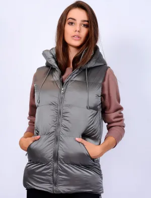 Cyra Padded Gilet in Silver Two Tone - Tokyo Laundry