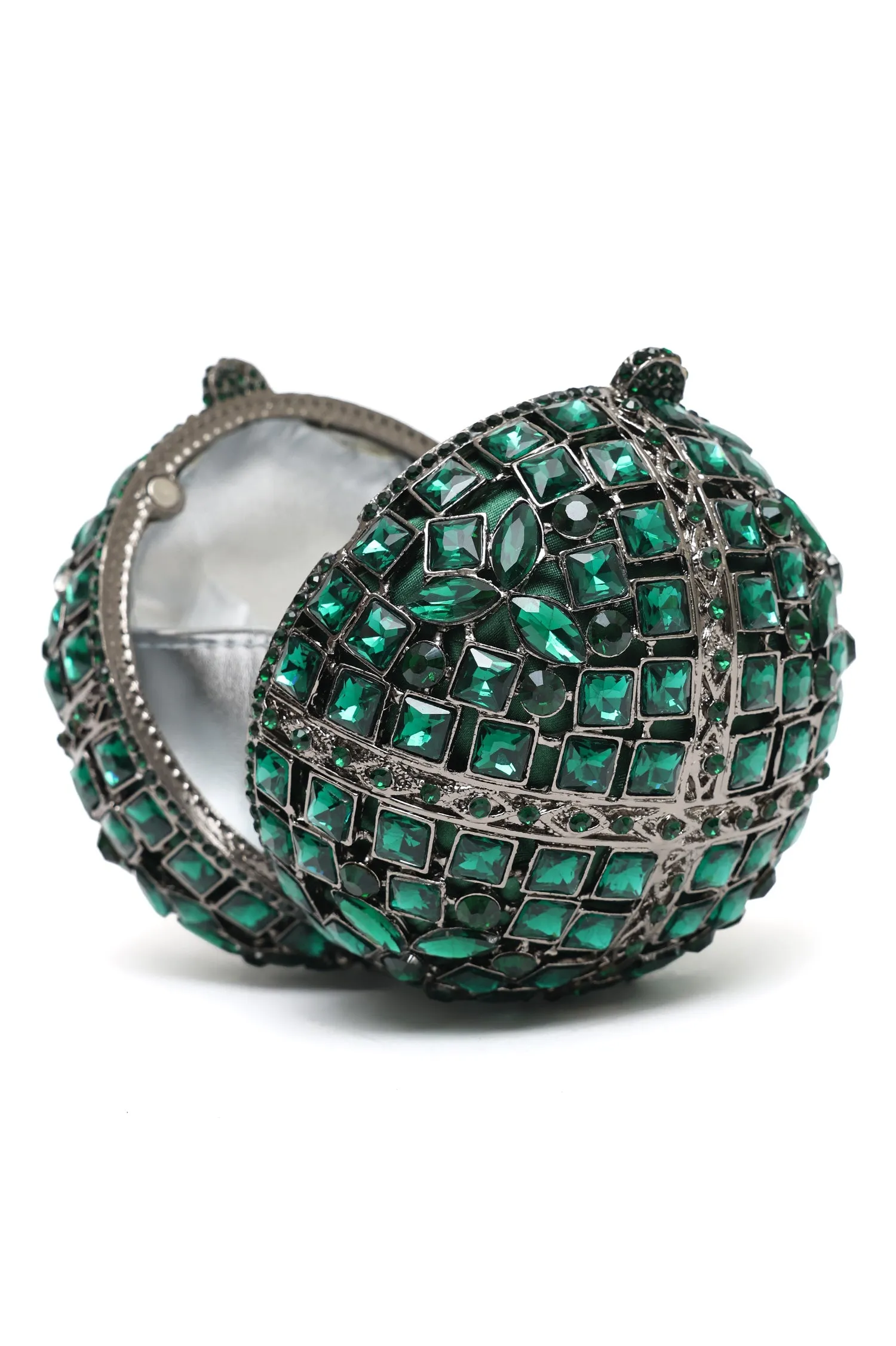 EMERALD-TONE GEMSTONE BALL CLUTCH-GREEN