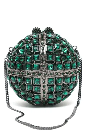 EMERALD-TONE GEMSTONE BALL CLUTCH-GREEN