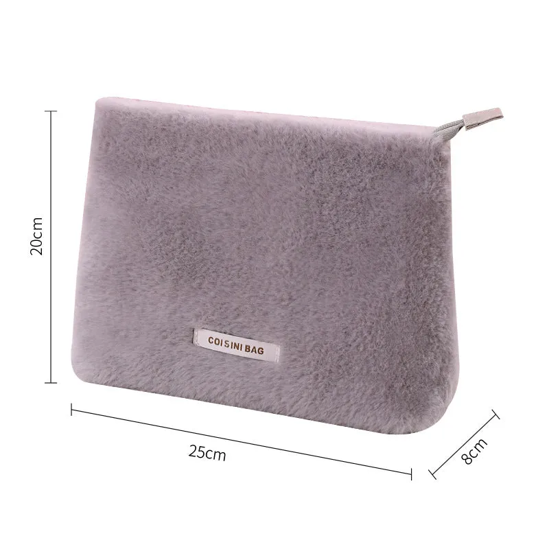 Fashion Plush Cosmetic Bag Travel Portable Skin Care Product Storage Bag Winter Travel Toiletries Storage Bag