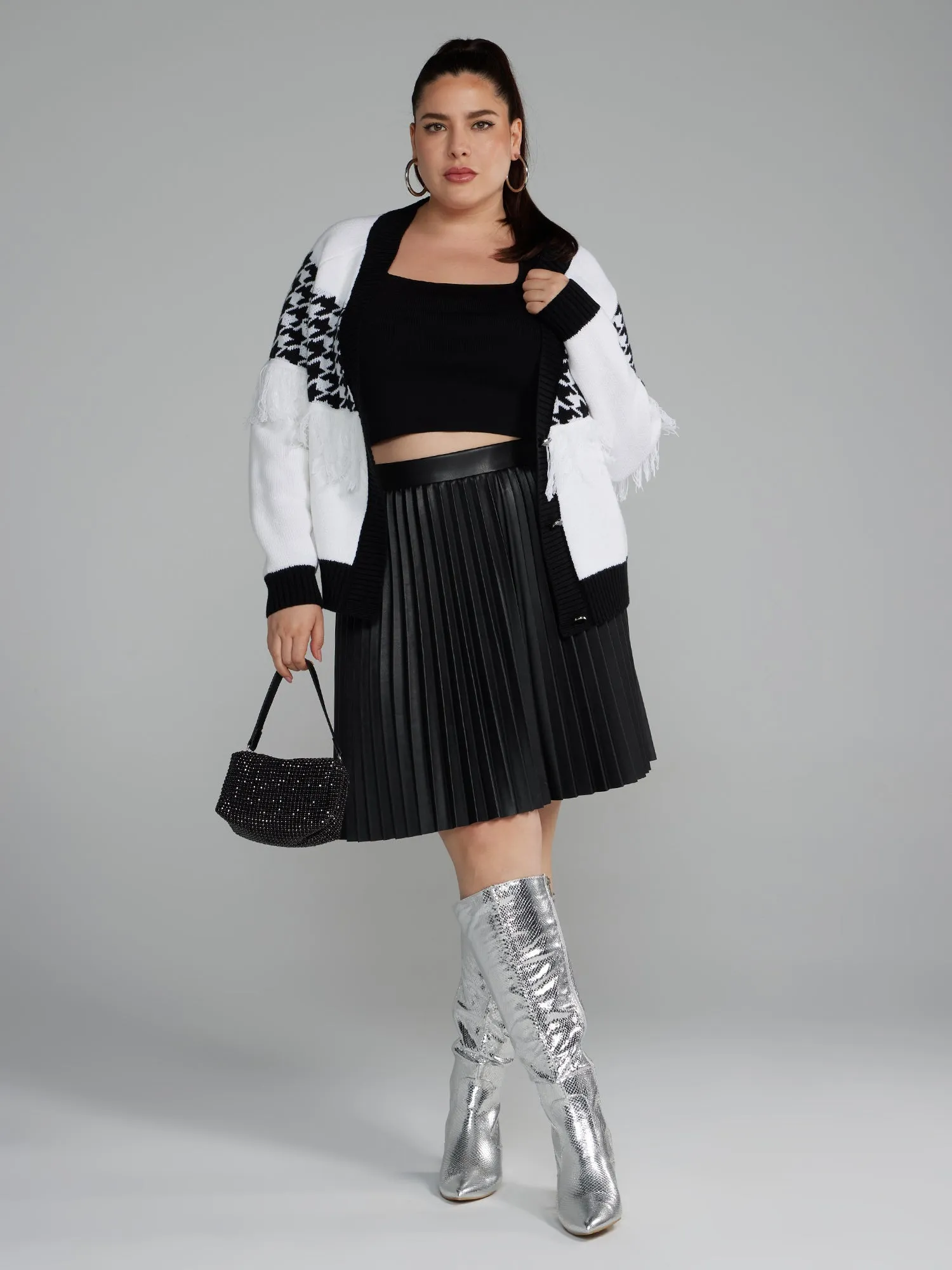 Fashion To Figure - Faux Leather Pleated Skirt