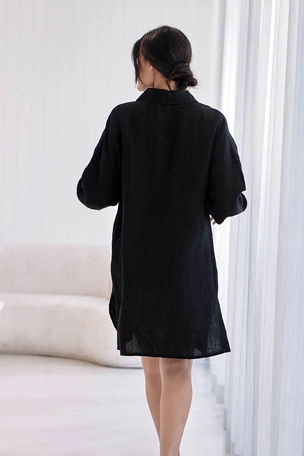 Fundamental Linen Shift Dress - Black 