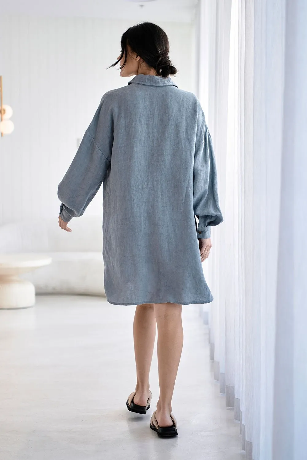 Fundamental Linen Shift Dress - Blue