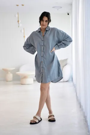 Fundamental Linen Shift Dress - Blue