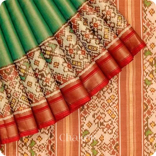 Green Patola Tissue Silk Saree