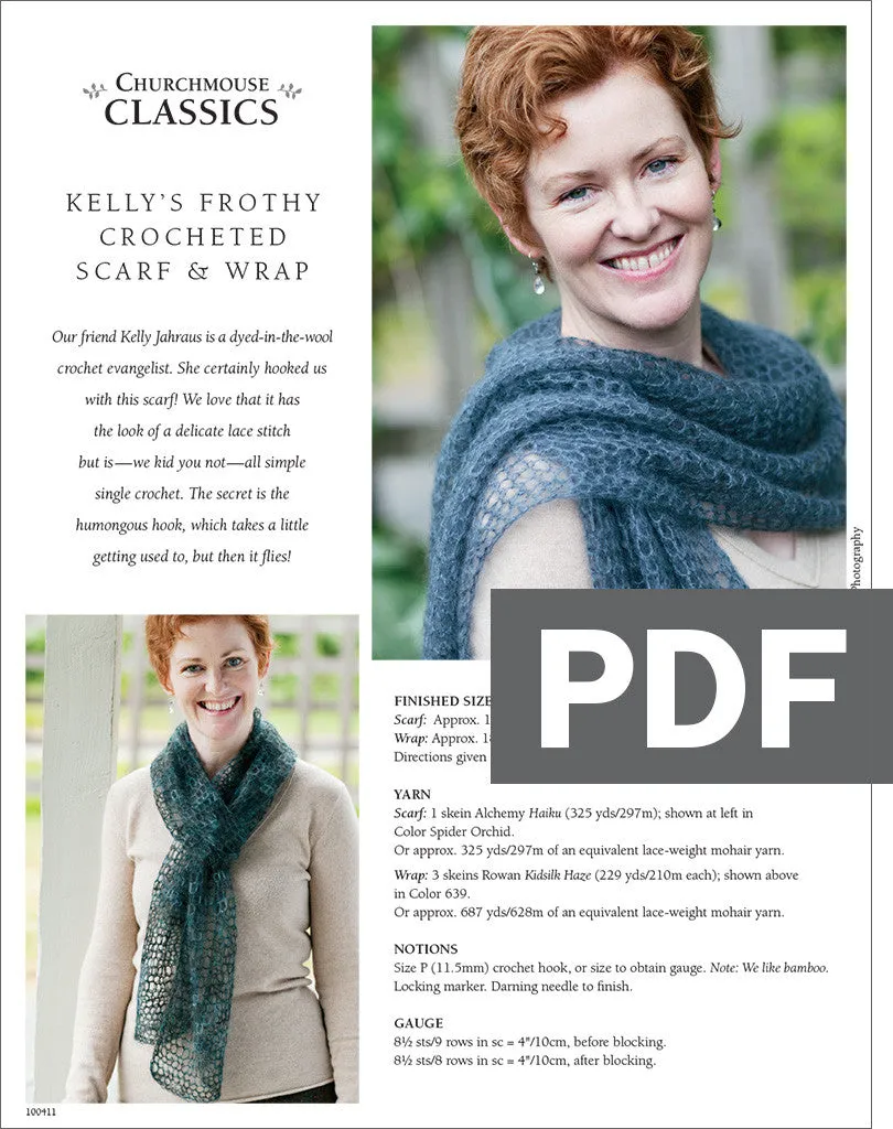 Kelly's Frothy Crocheted Scarf & Wrap Pattern