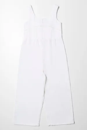 Lace Trim Jumpsuit White