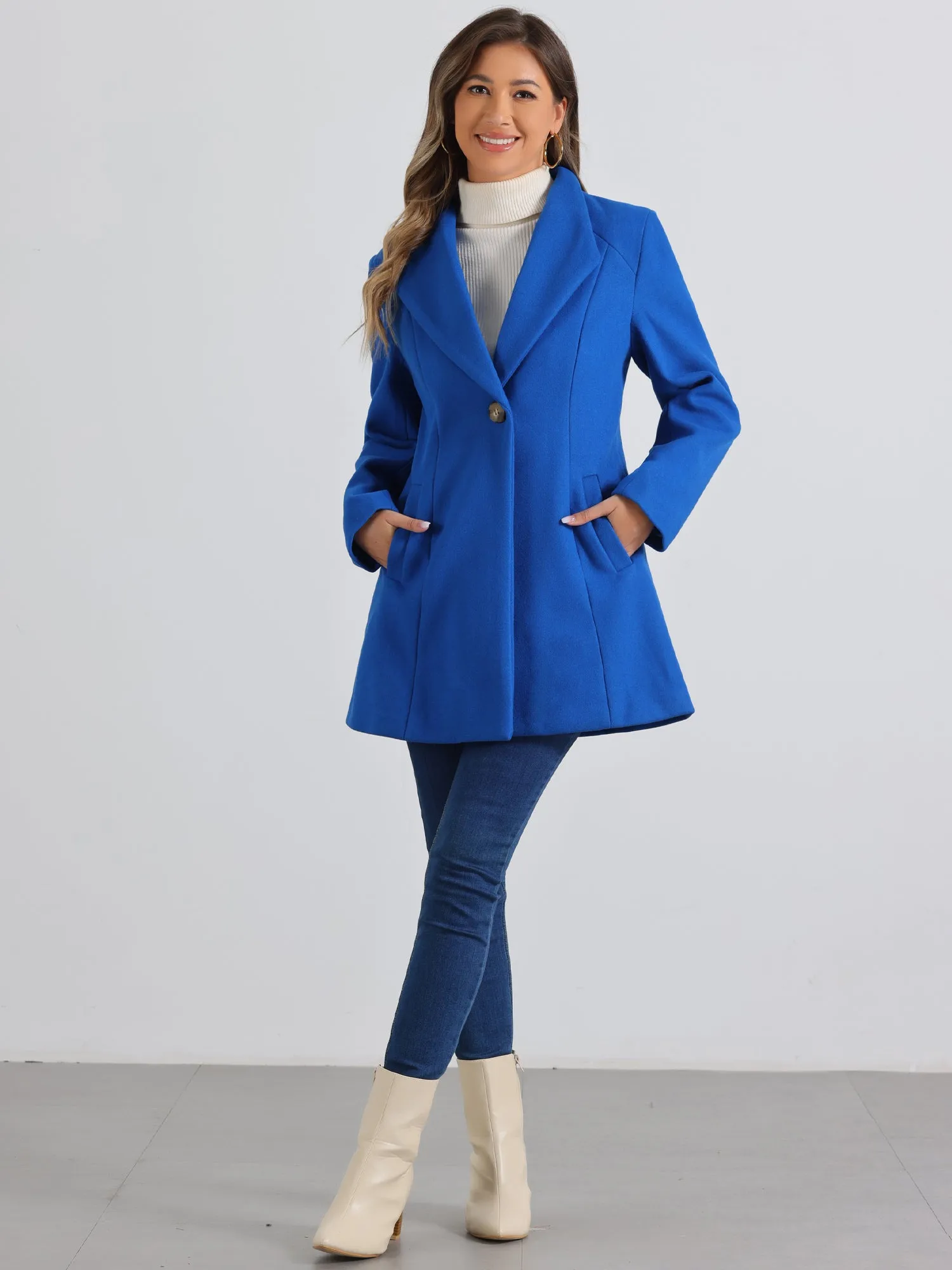 Lapel Collar Buttoned Outerwear Elegant Work Winter Coat