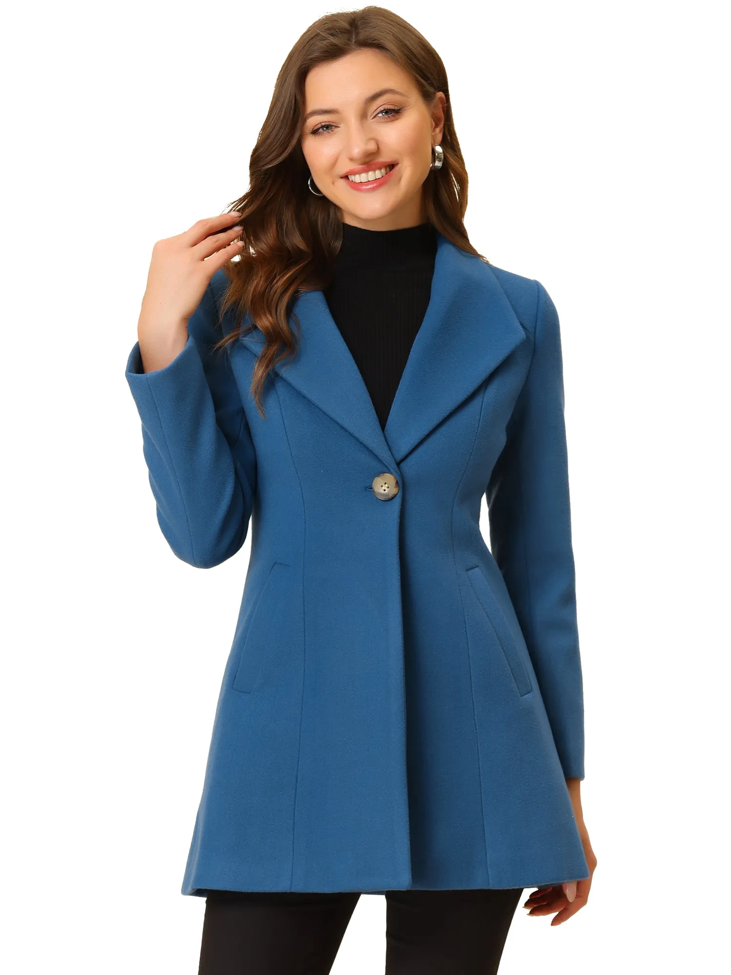 Lapel Collar Buttoned Outerwear Elegant Work Winter Coat