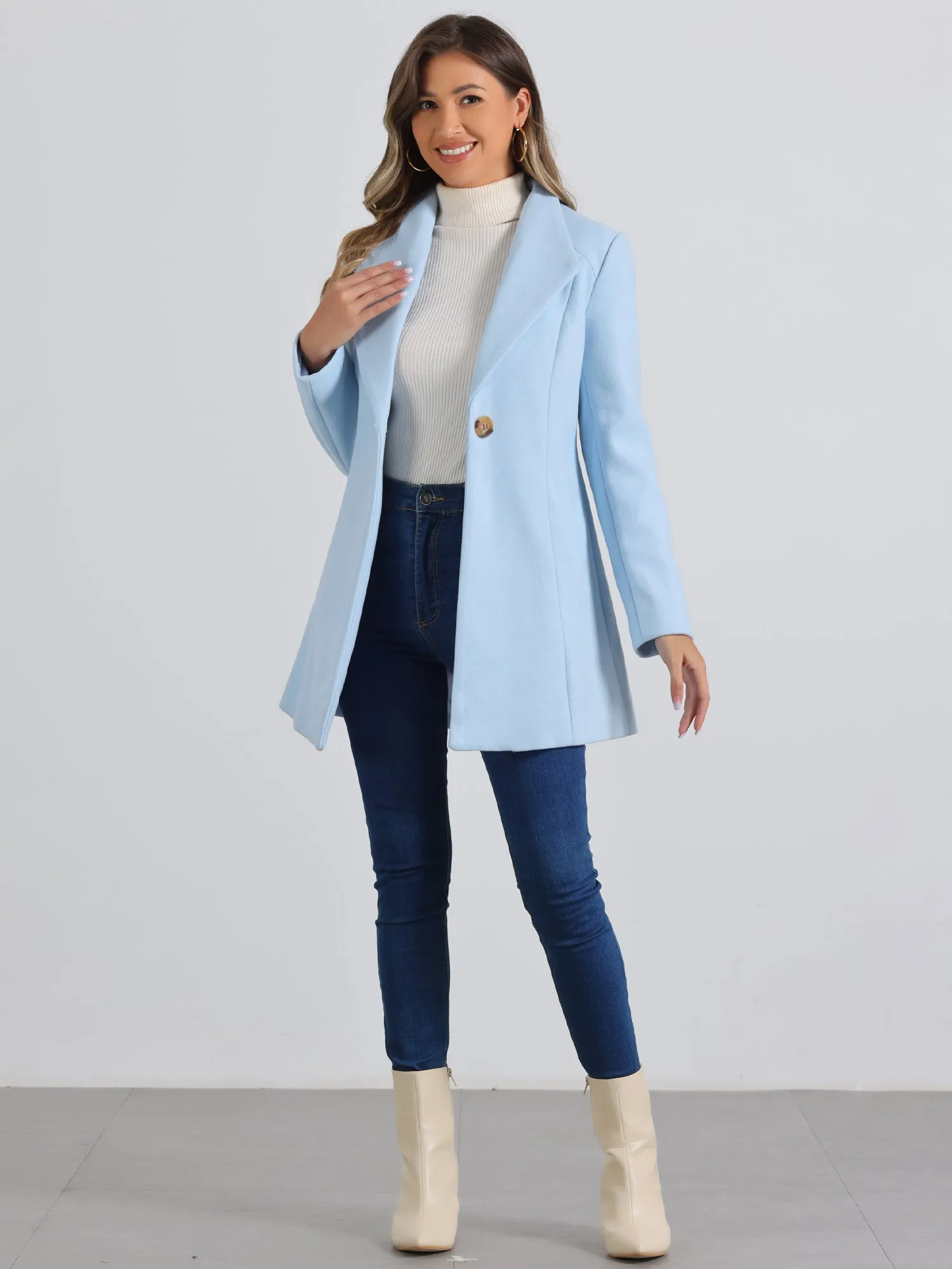 Lapel Collar Buttoned Outerwear Elegant Work Winter Coat