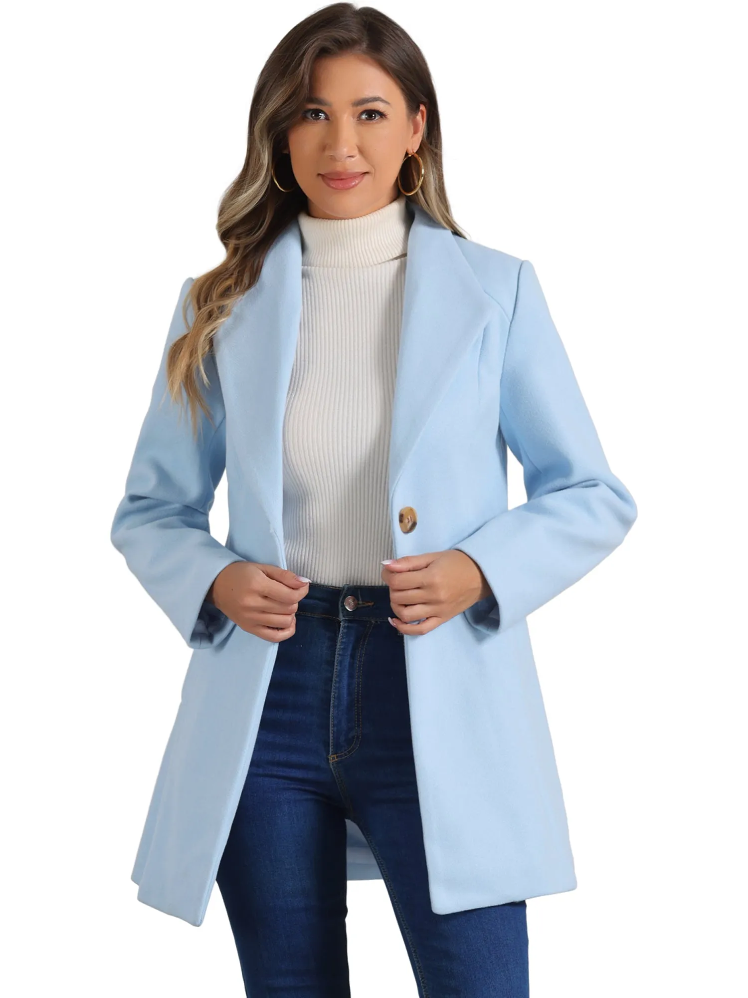 Lapel Collar Buttoned Outerwear Elegant Work Winter Coat