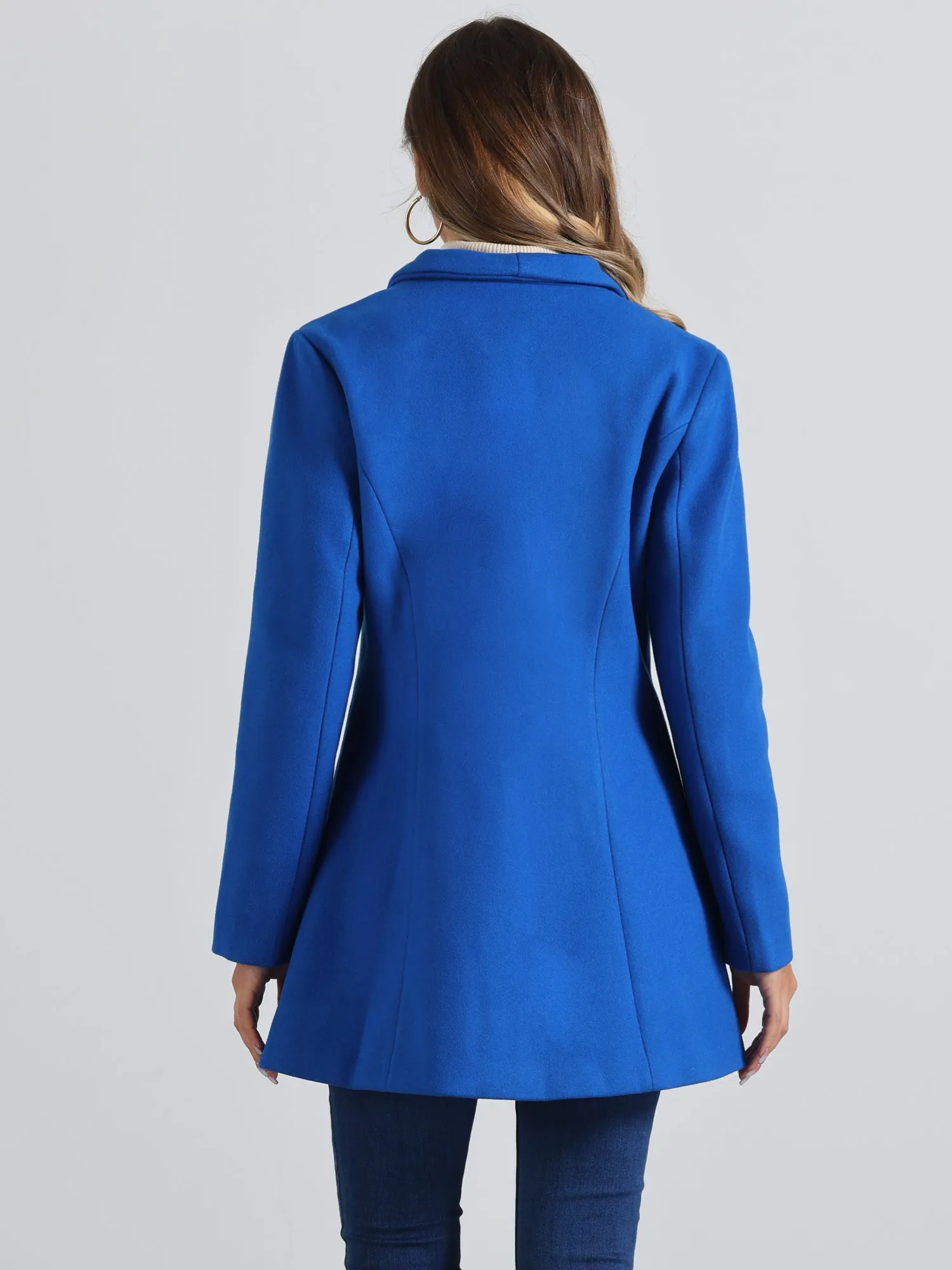 Lapel Collar Buttoned Outerwear Elegant Work Winter Coat