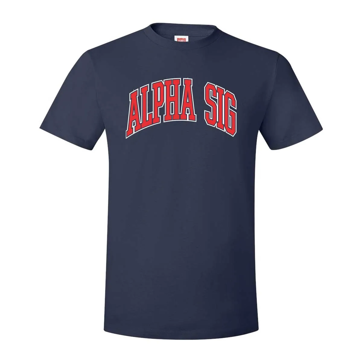 New! Alpha Sig Navy Varsity Short Sleeve Tee