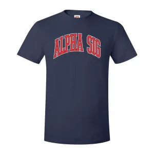 New! Alpha Sig Navy Varsity Short Sleeve Tee