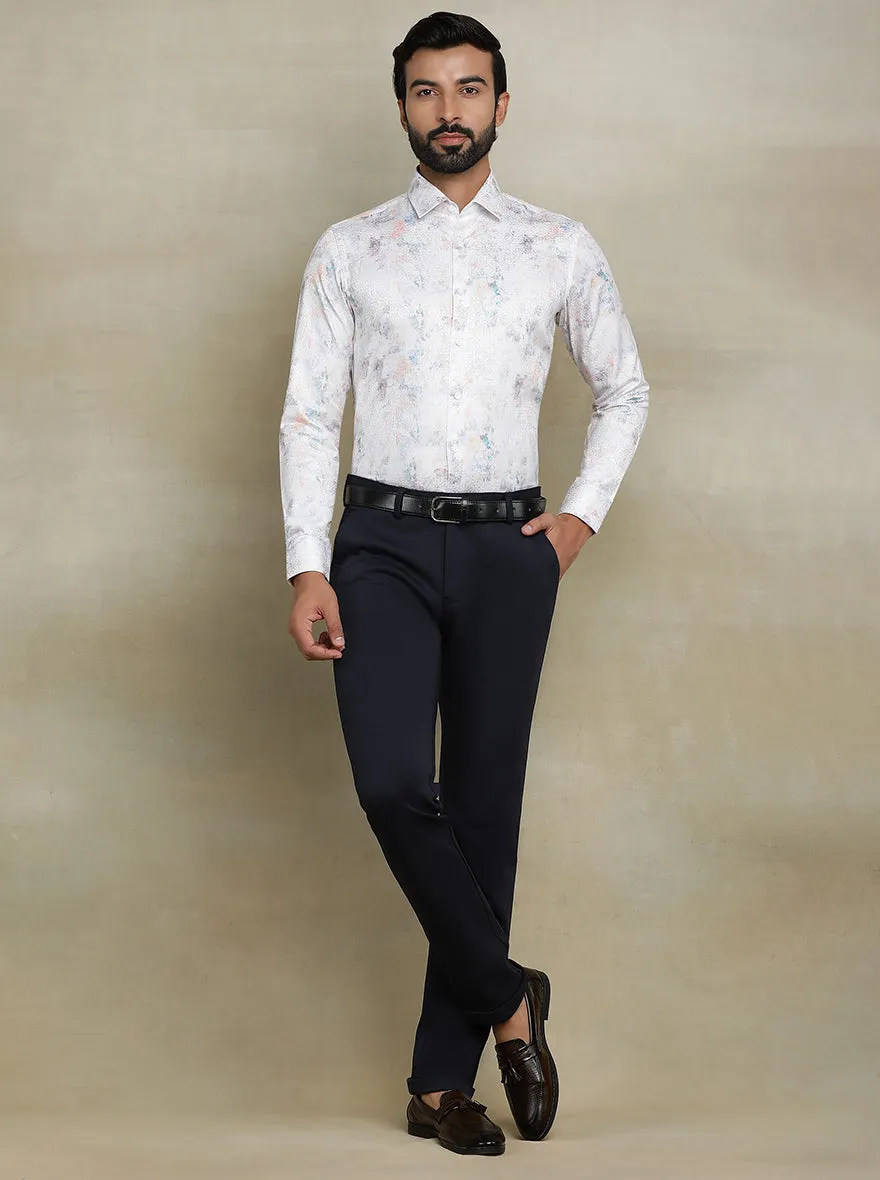 Off White Printed Slim fit Party Wear Shirt | JB Studio