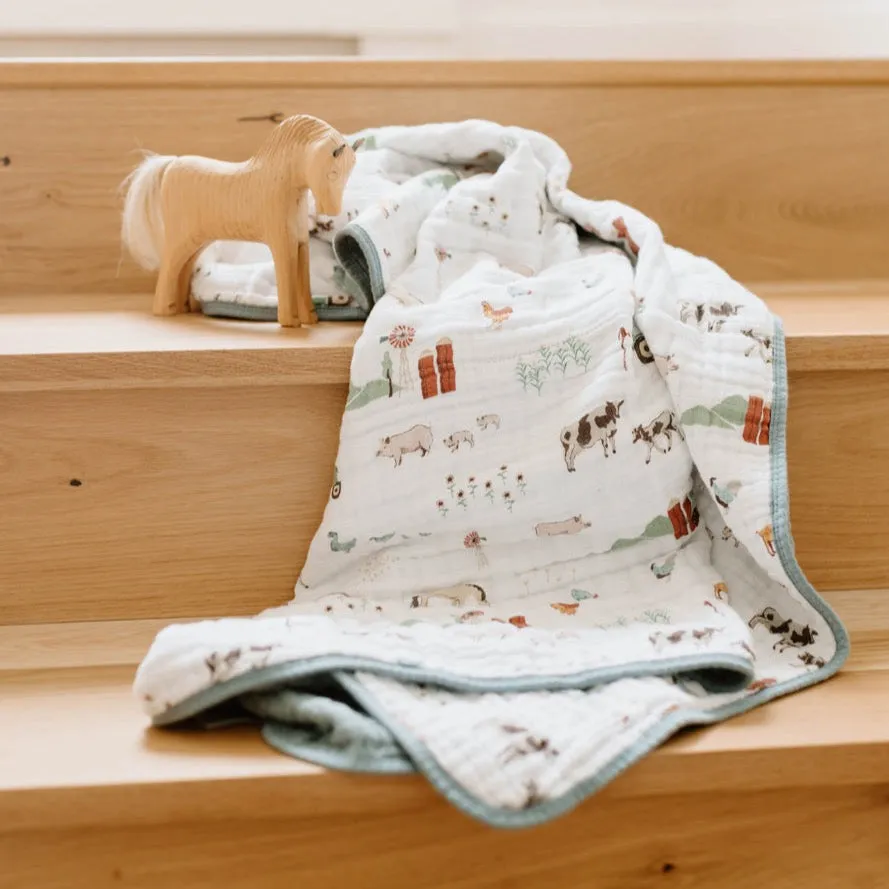 Original Cotton Muslin Quilt - Farmyard