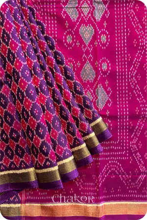 Purple Pink Patola Mulberry Silk Saree