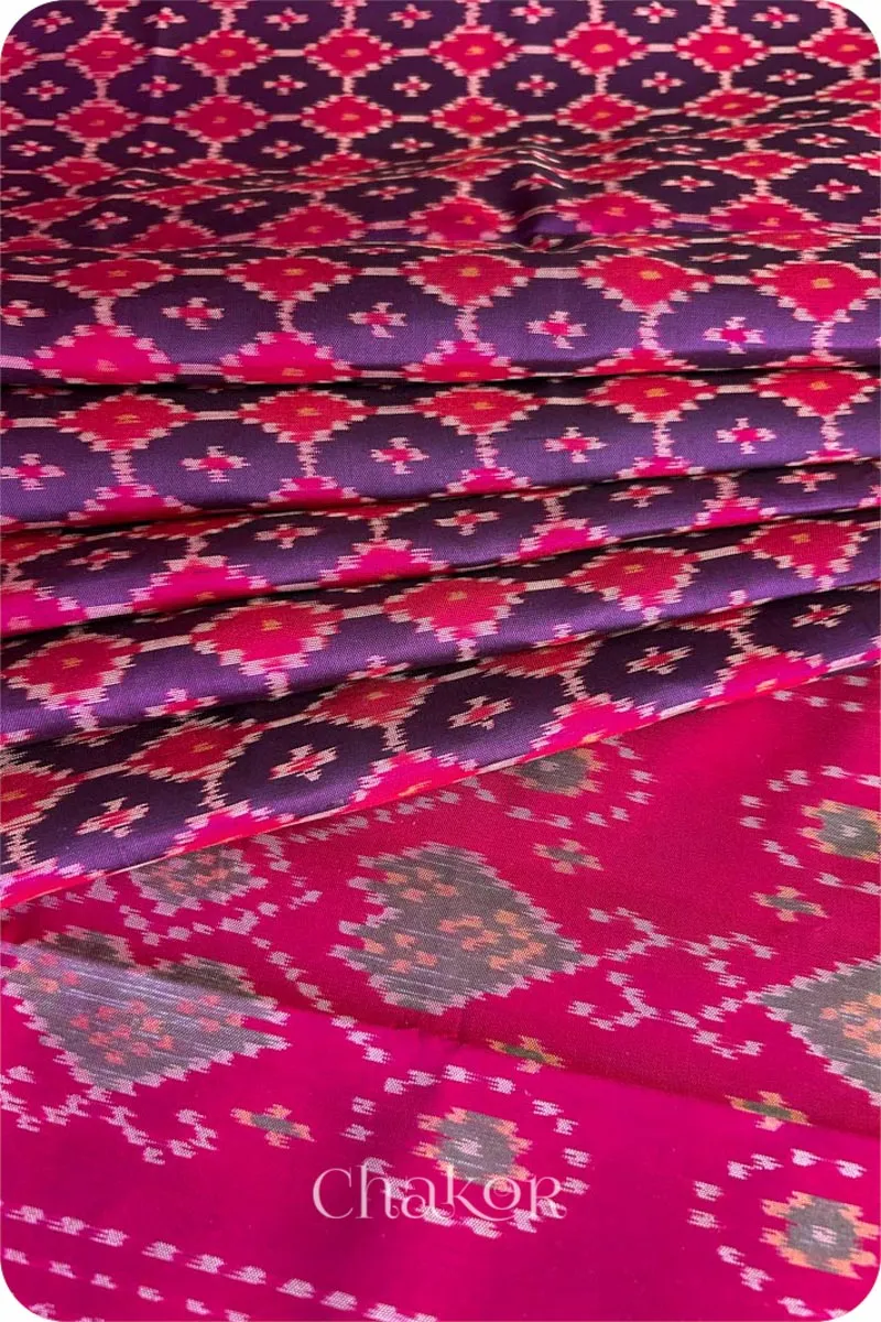 Purple Pink Patola Mulberry Silk Saree