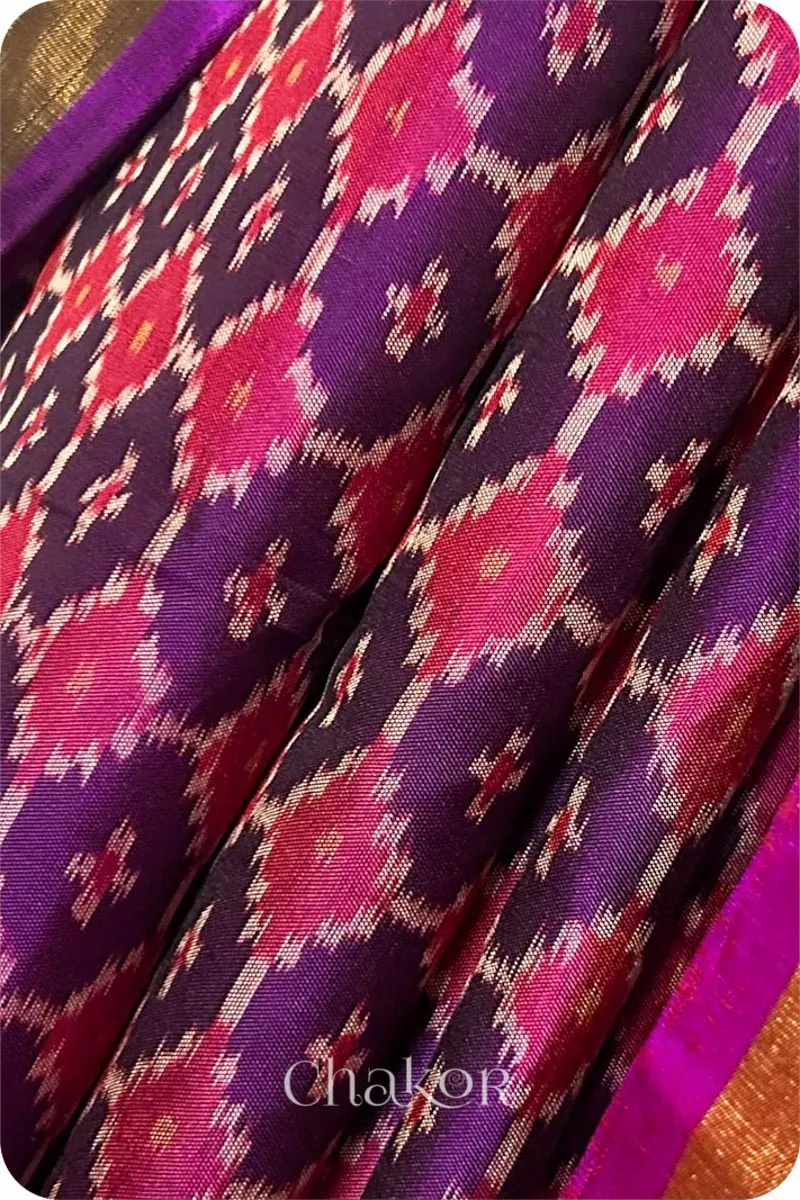 Purple Pink Patola Mulberry Silk Saree