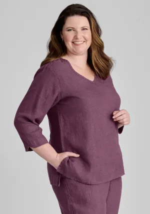 Sangria V Neck Linen Top