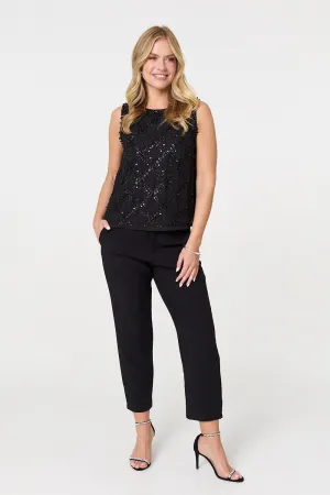 Sequin Embellished Sleeveless Top