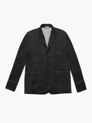 Slim-Fit Wool and Cotton Blend Unstructured Blazer Charcoal