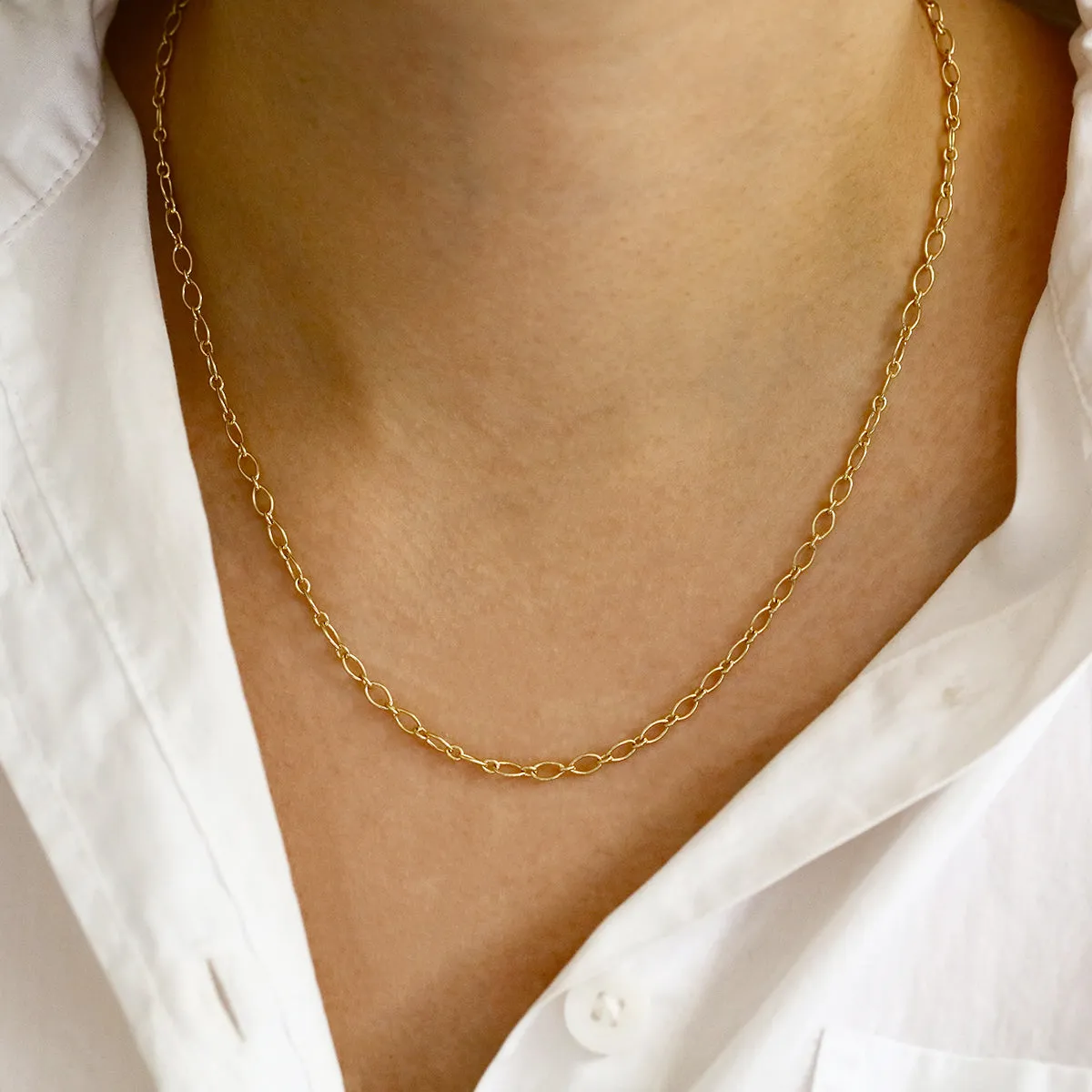 Soleil Collection 3mm Oval Trace Necklace | 9K Yellow Gold