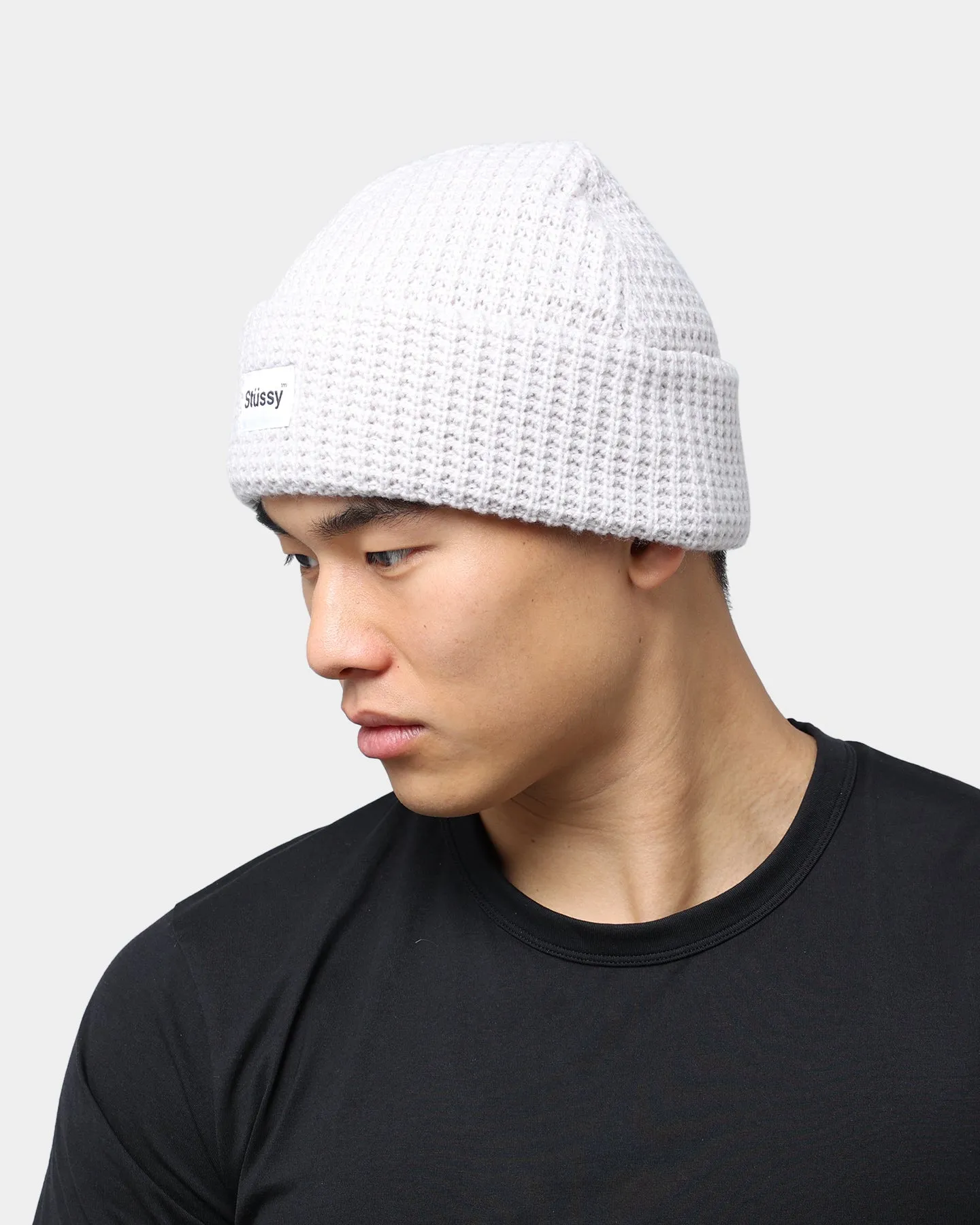 Stussy Trademark Waffle Beanie White Sand