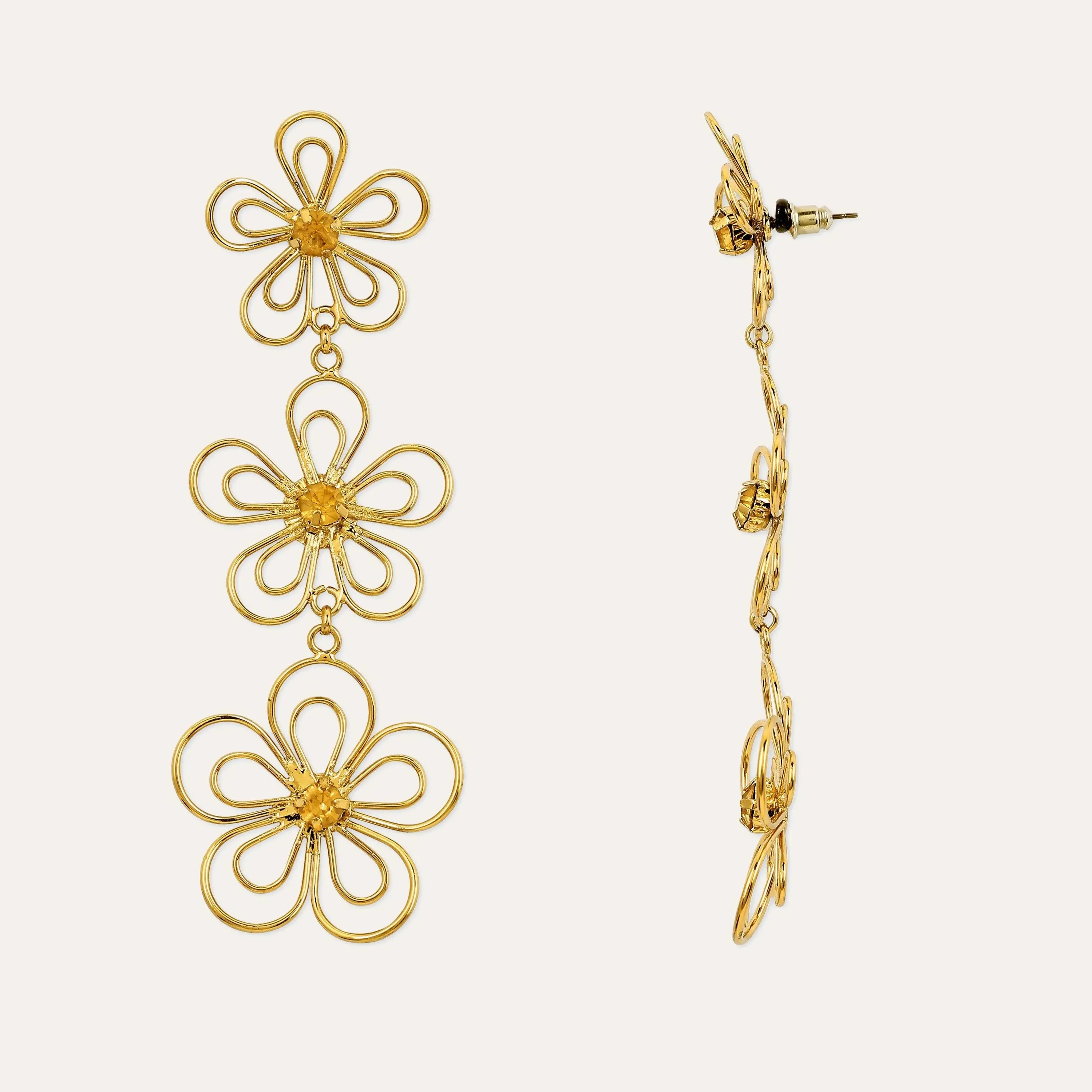 TFC Floral Treasures Gold Plated Statement Dangler Earrings