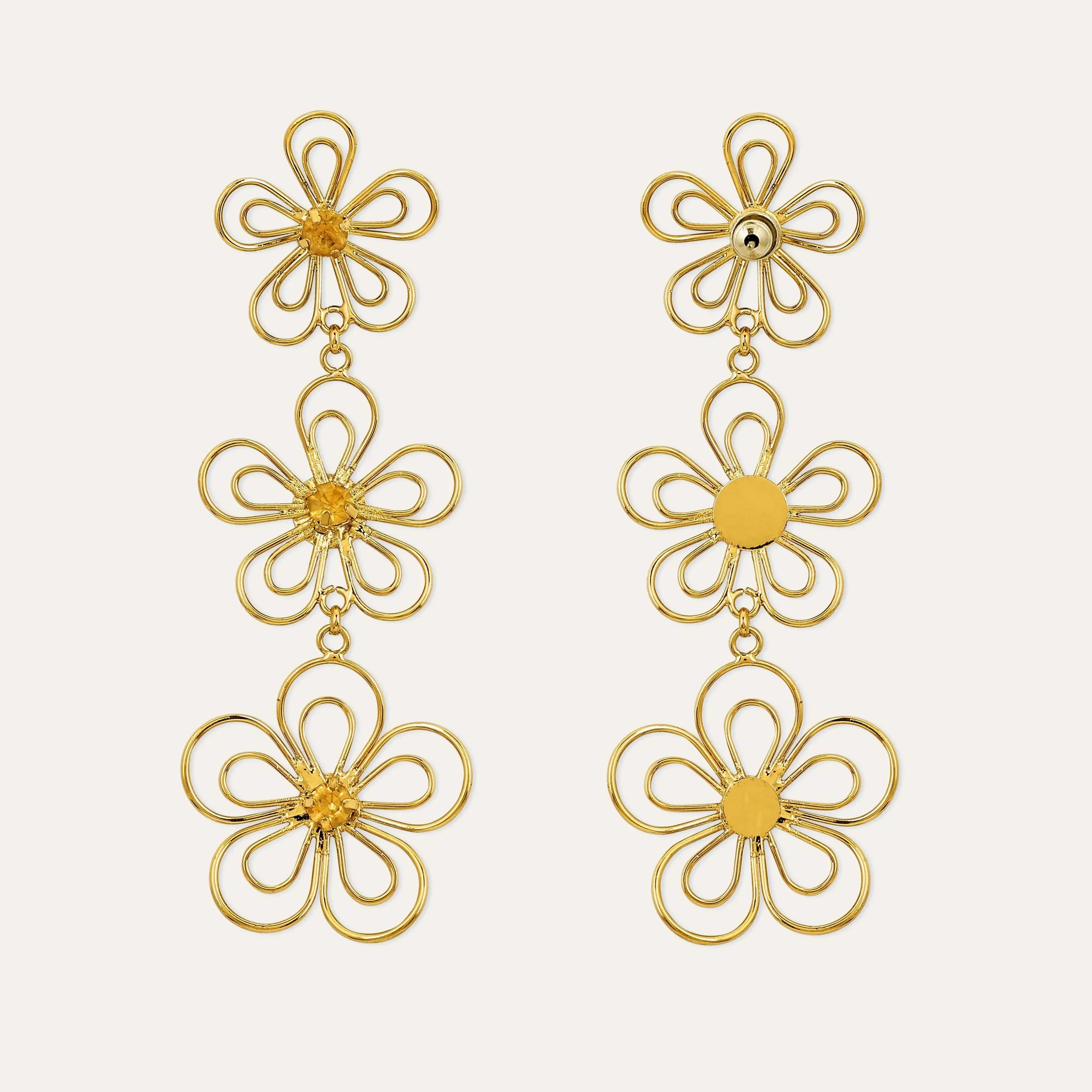 TFC Floral Treasures Gold Plated Statement Dangler Earrings