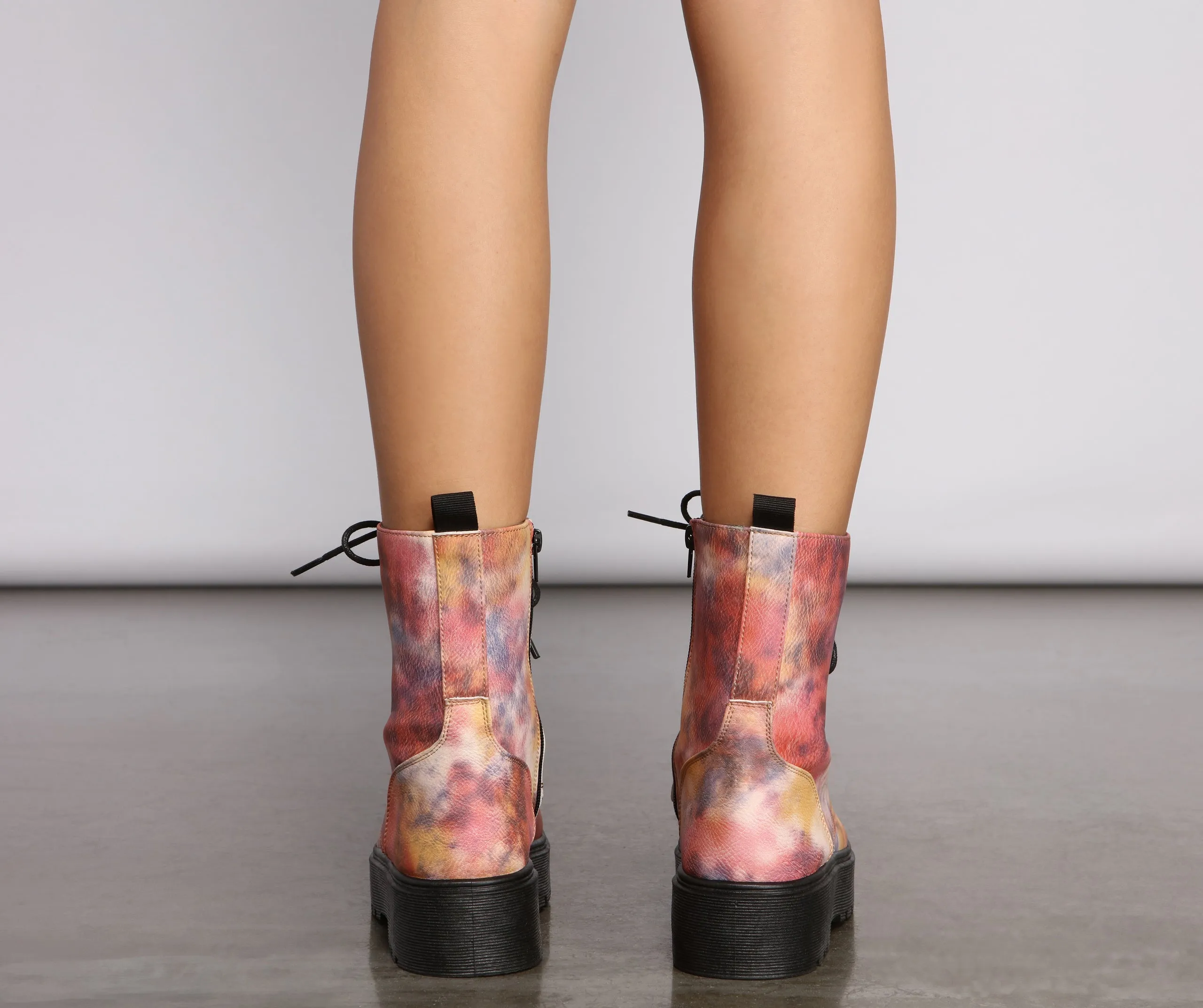 Tie Dye Lug Combat Booties