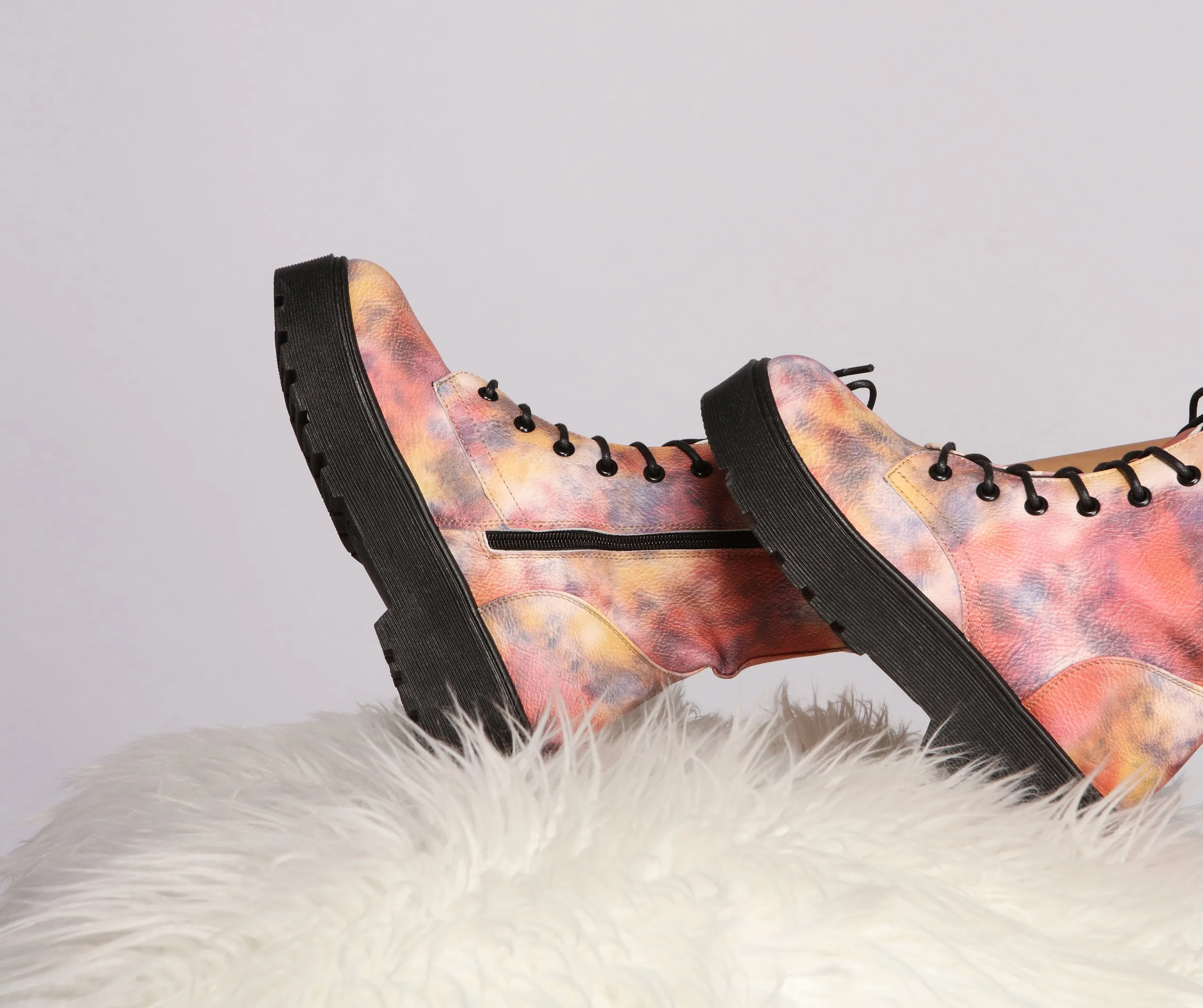 Tie Dye Lug Combat Booties