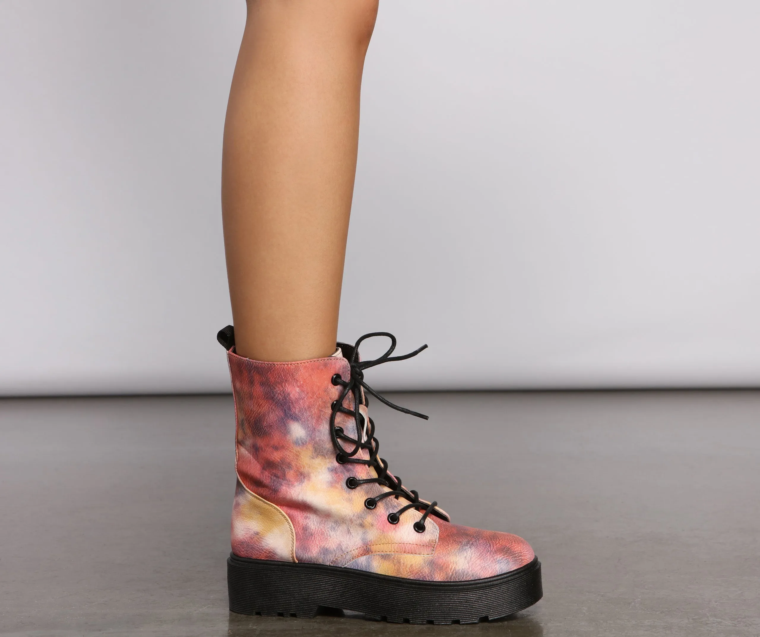 Tie Dye Lug Combat Booties